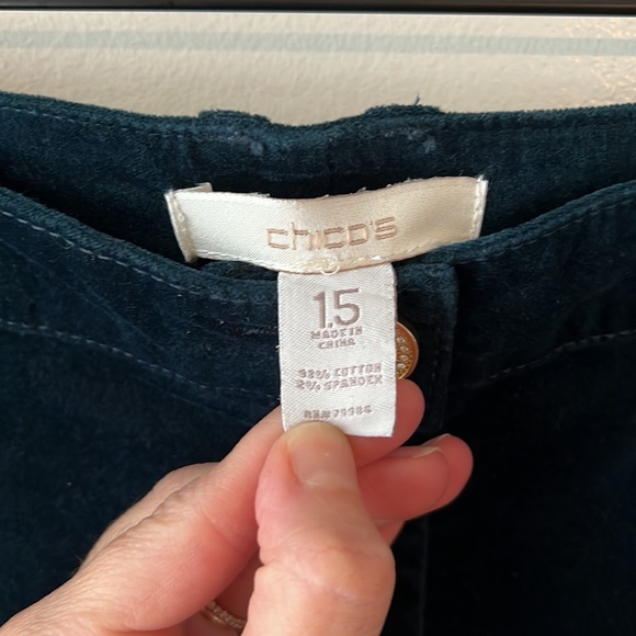 Chico’s size 1.5 (medium 10) blue velvet pants. - Picture 2 of 11